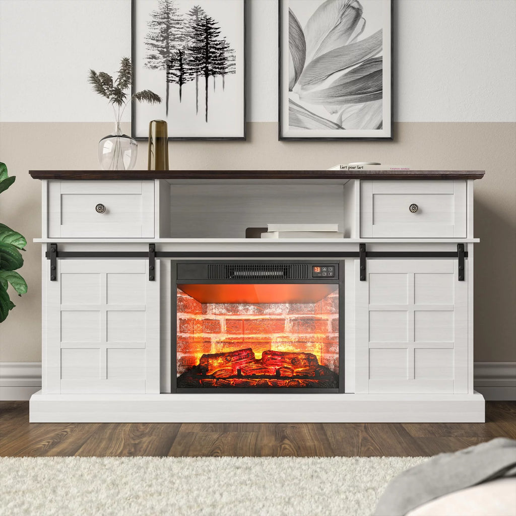 White Modern Farmhouse TV Stand Z858852