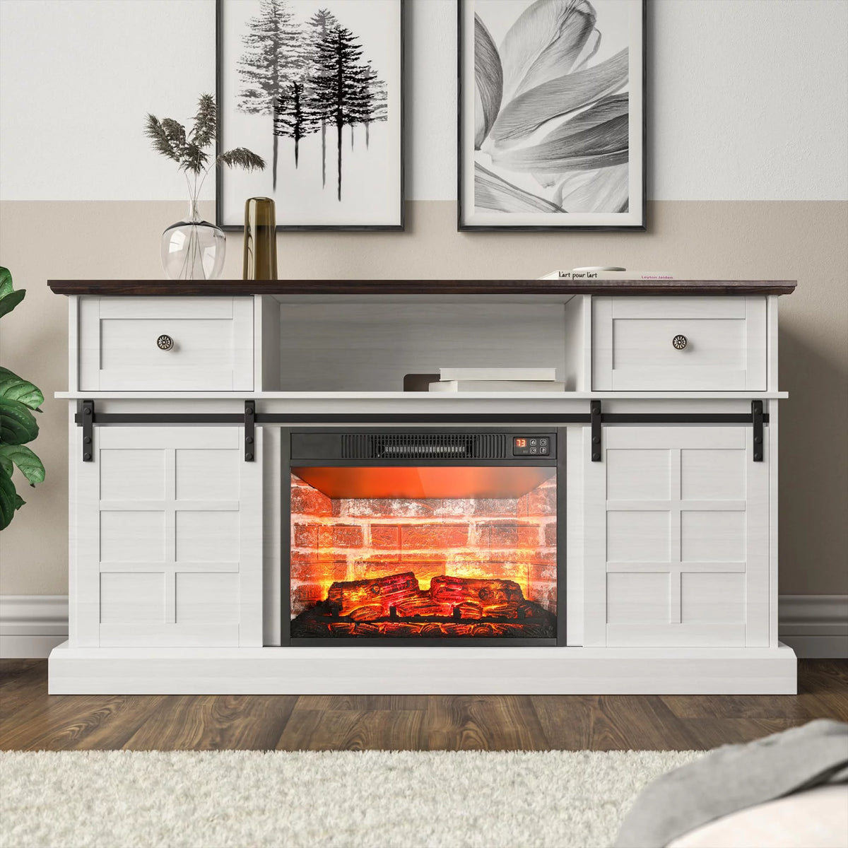 White Modern Farmhouse TV Stand Z858852