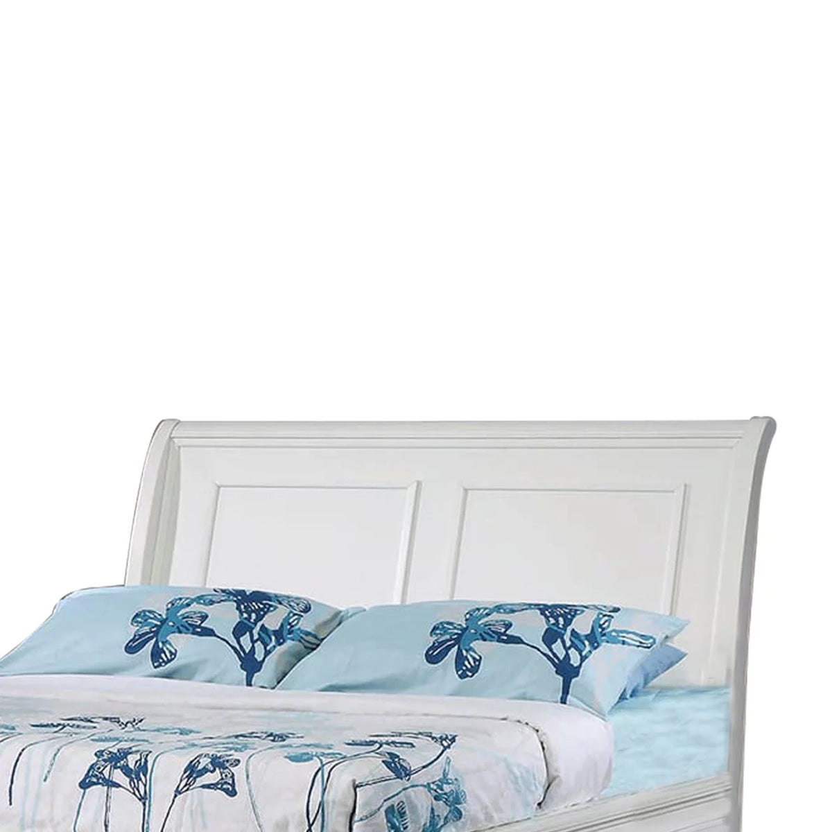 White Full Size Wooden Bed with Two Drawers L115537