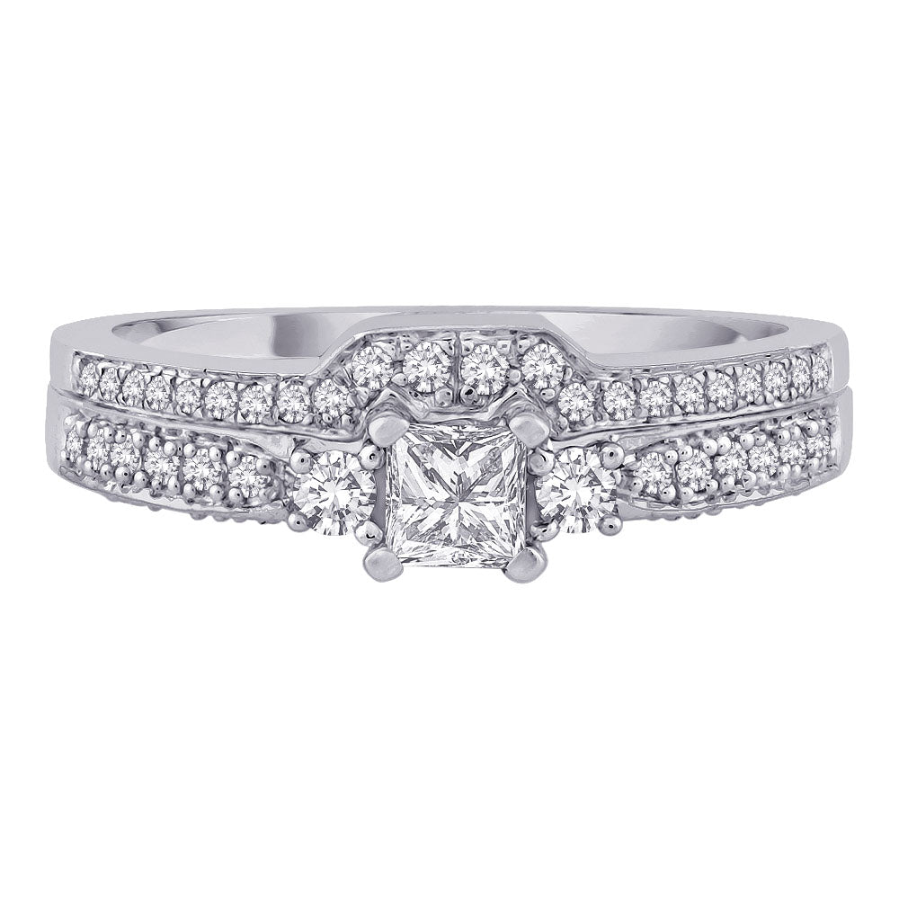 14K White Gold Diamond Bridal Engagement Set W8207
