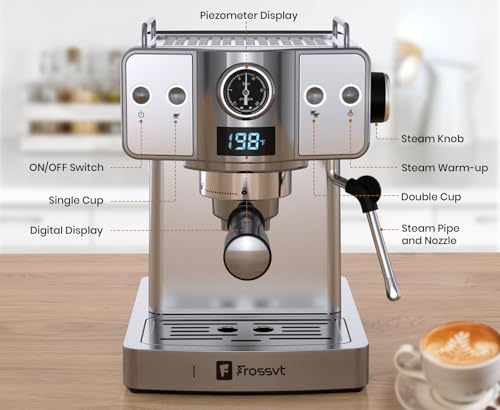 20 Bar Espresso Machine with Milk Frother and 60oz Water Tank X7019