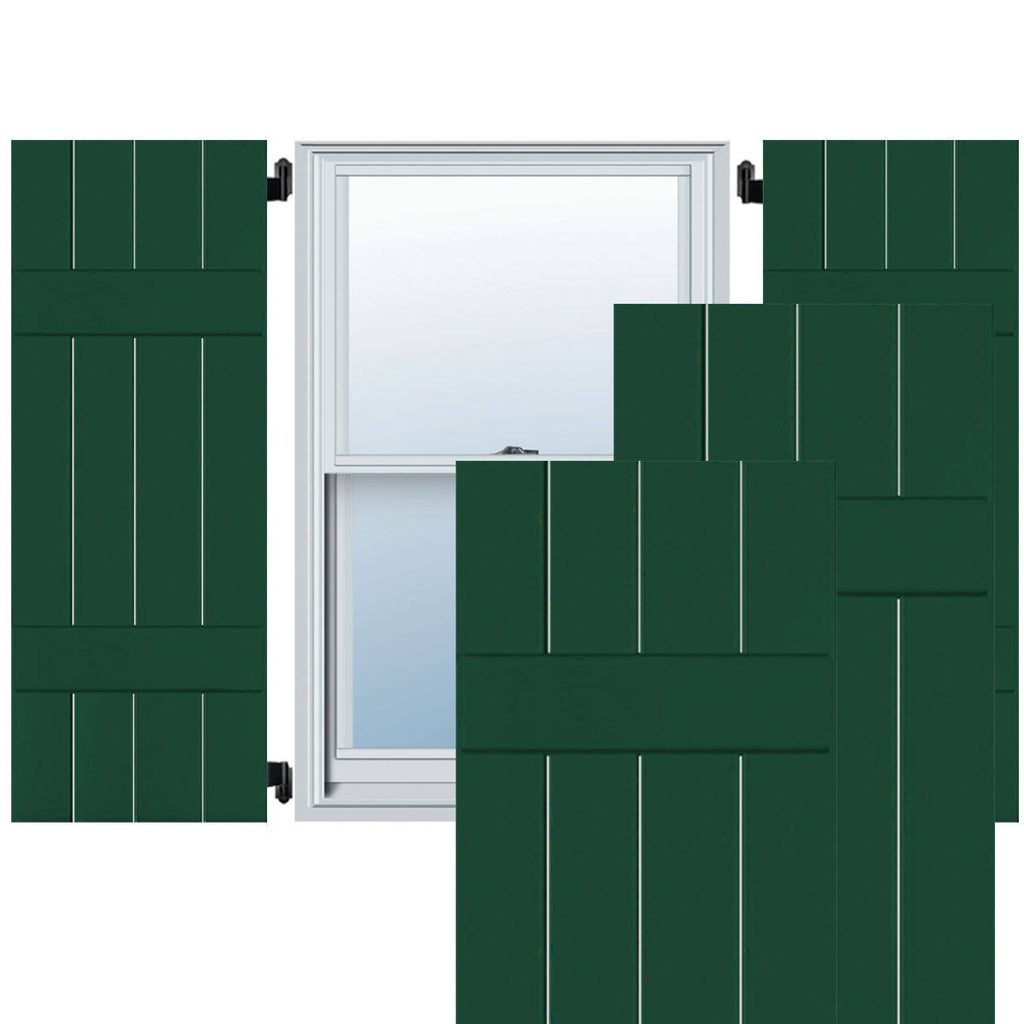 Chrome Green Real Wood Cedar Board-n-Batten Shutters Per Pair M172408