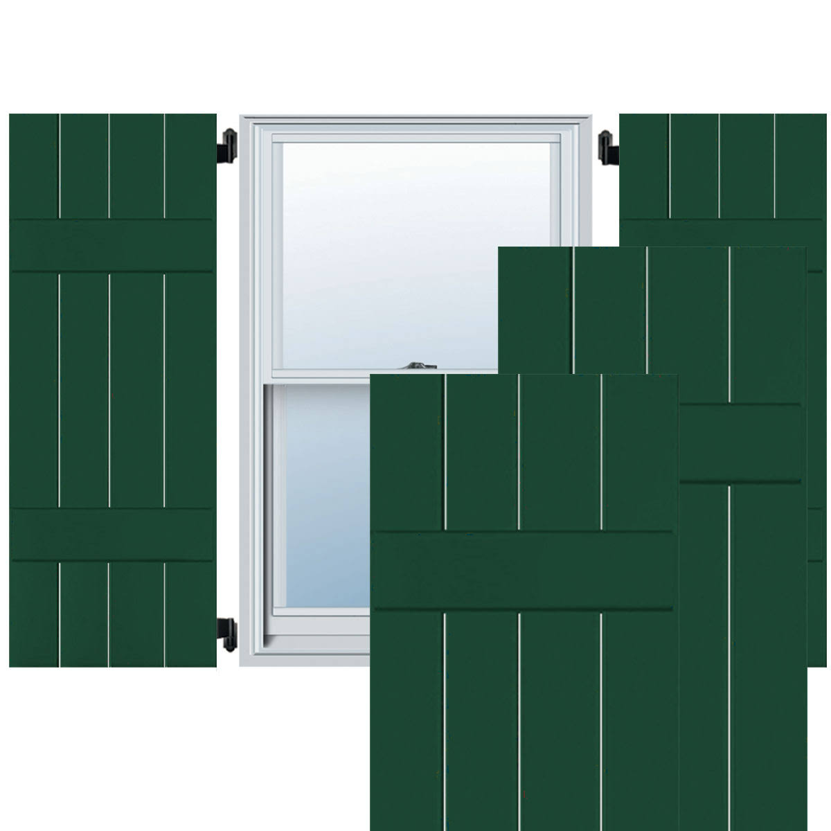 Chrome Green Real Wood Cedar Board-n-Batten Shutters Per Pair M172408