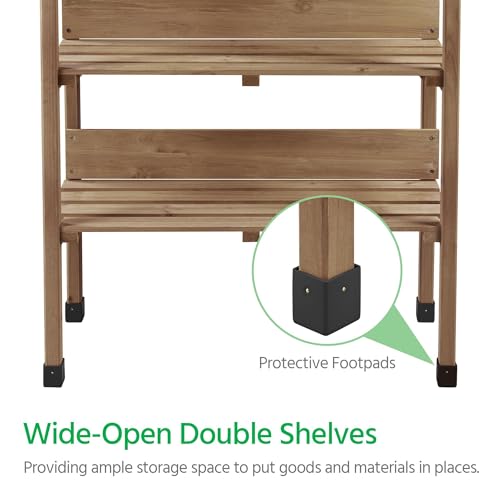Fir Wood Potting Bench Table with 3 Tier Shelves F4750