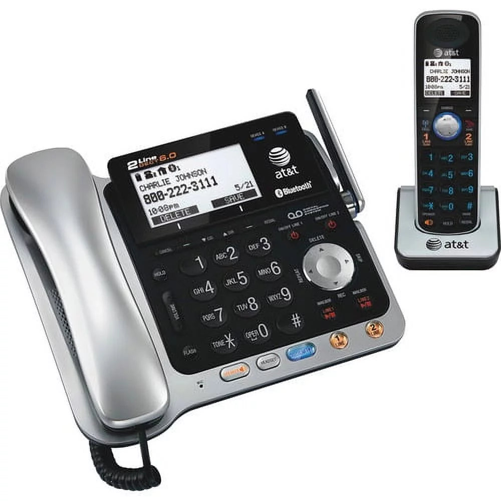 Silver/Black DECT 6.0 2-Line Corded/Cordless Phone with Answering System C533119