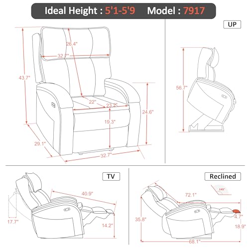 Power Lift Recliner Chair Sofa with Massage and Heat Faux Leather Q399764