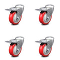 Red Poly Swivel Bolt Caster Set 4 T35137