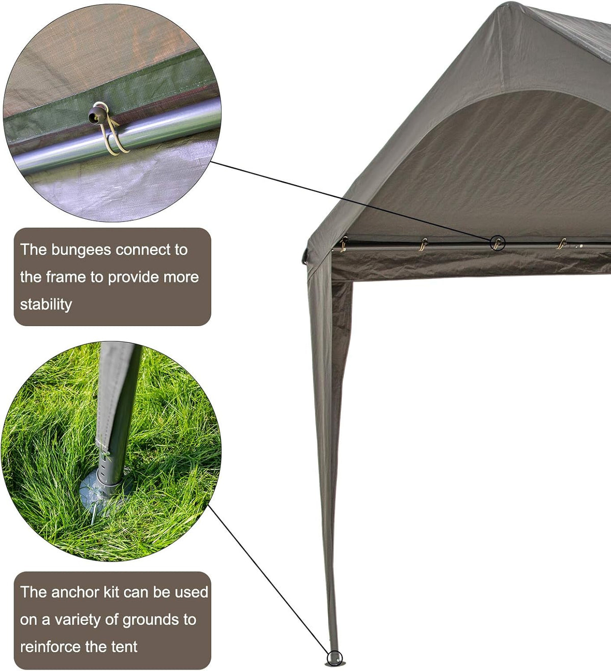 10x20 Ft Heavy Duty Portable Carport Canopy L71330