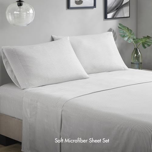 Queen Aqua/Grey 7 Piece Microfiber Comforter Set E78823