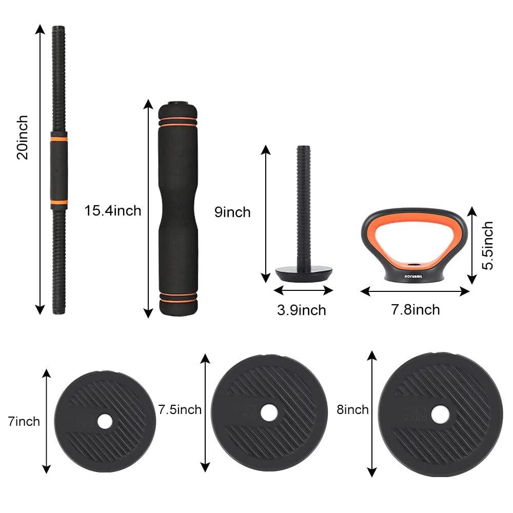 Adjustable Dumbbell Barbell Kettlebell Set Y5215