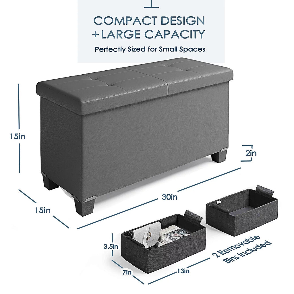 Grey Faux Leather Storage Ottoman Bench O727884