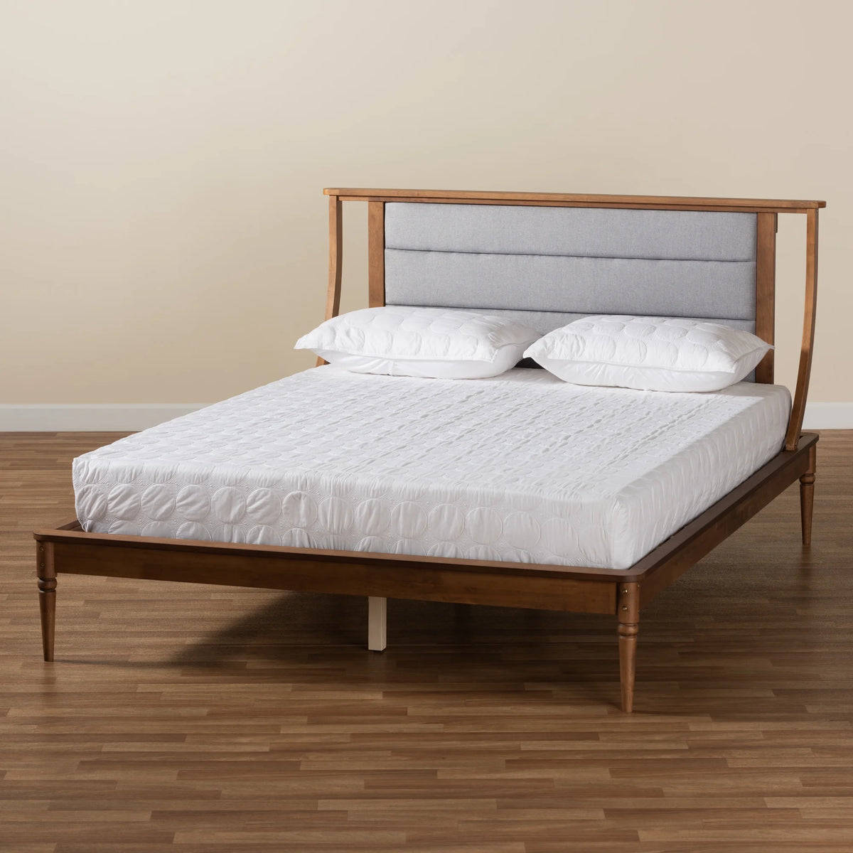 Light Grey Fabric Upholstered Queen Size Platform Bed Z722525