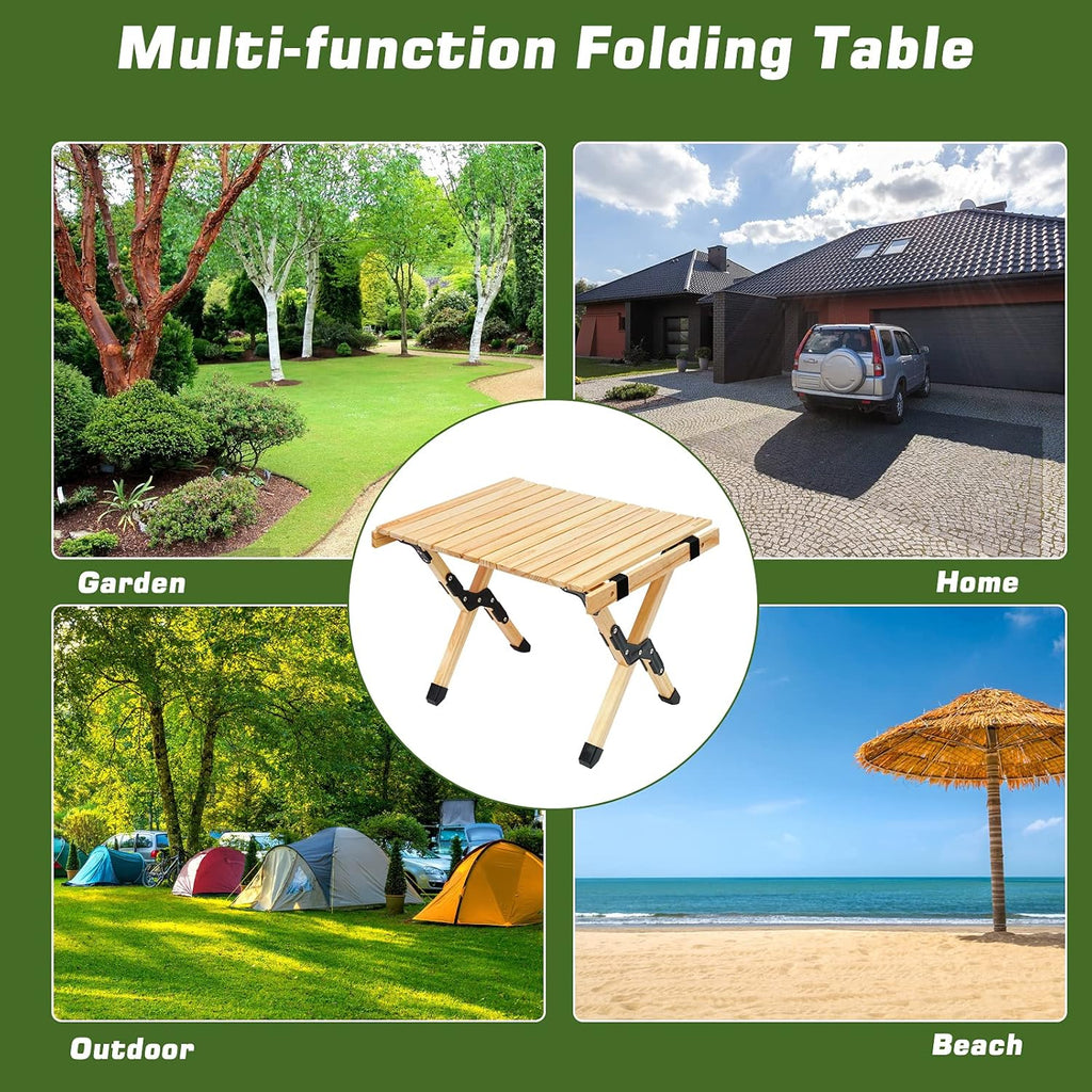 Portable Folding Wooden Camping Table with Carry Bag J5096