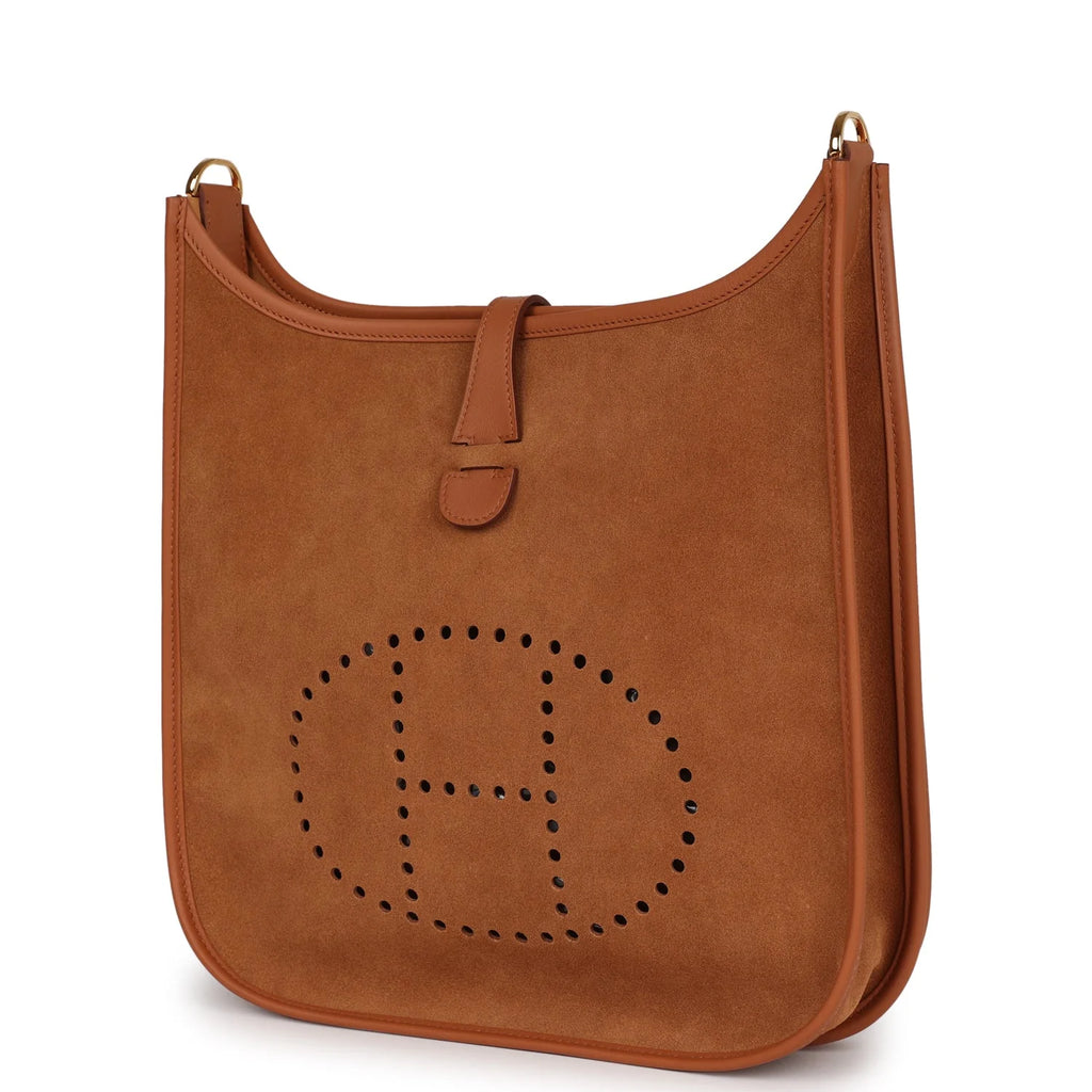Gold Leather Crossbody Bag I18781