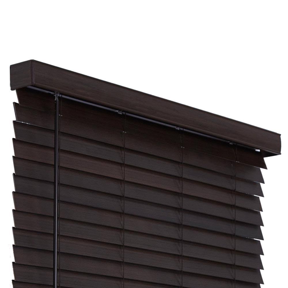 Walnut Faux Wood Cordless Room Darkening Horizontal Blinds D668254