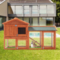 2 Story Outdoor Wooden Chicken Coop Rabbit Hutch Cage P25887