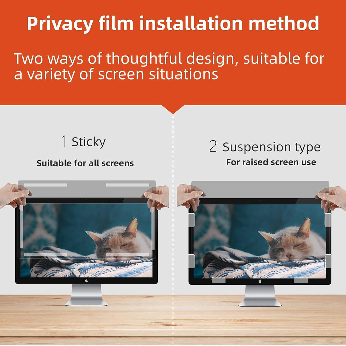 24 Inch Computer Privacy Screen Filter for 16:9 Widescreen Monitor, Transparent Black Pack of 2 Y125547