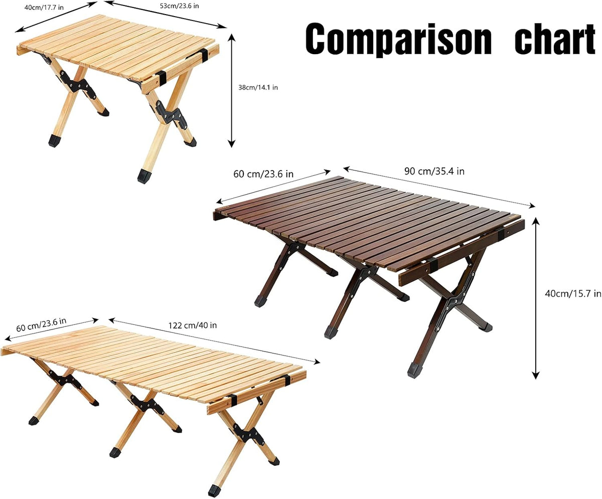 Portable Folding Wooden Camping Table with Carry Bag J5096