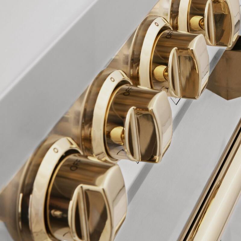 4 Burner Dual Fuel Range in Stainless Steel and Polished Gold G449802
