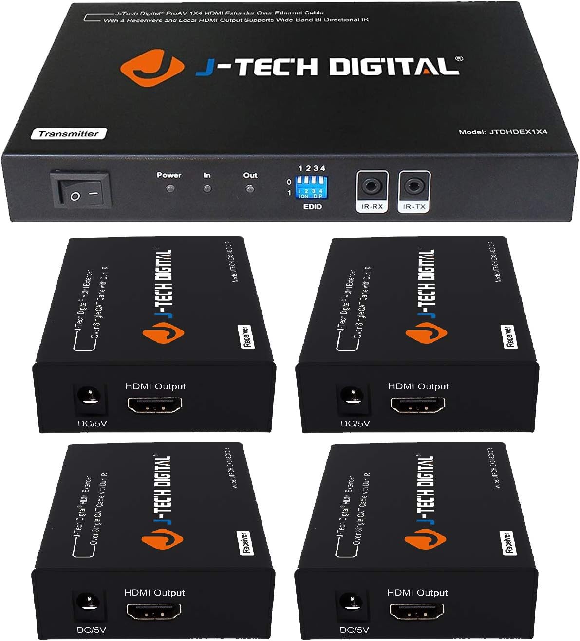 1x4 HDMI Extender Splitter Over Cat5e/Cat6 up to 164 feet at 1080P with IR Control L728