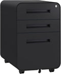 White 3 Drawer File Cabinet with Lock and Wheels I766