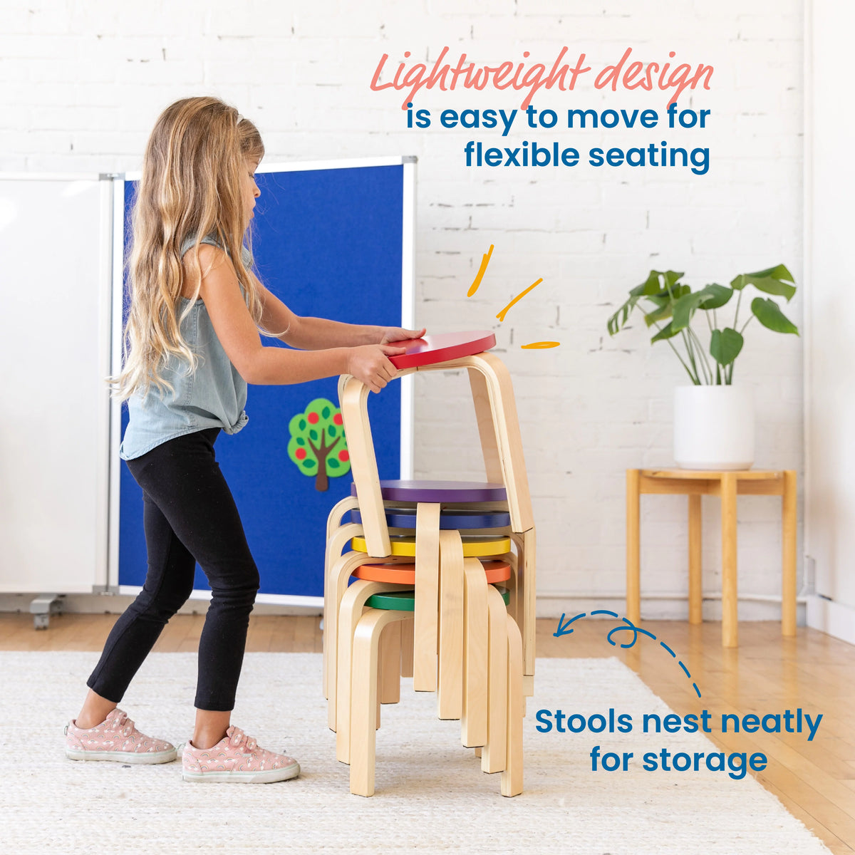 Assorted 6-Piece Stackable Stools O829