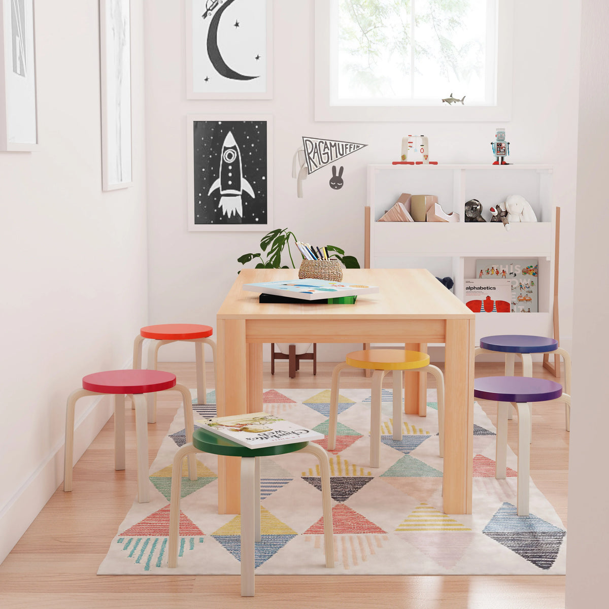 Assorted 6-Piece Stackable Stools O829