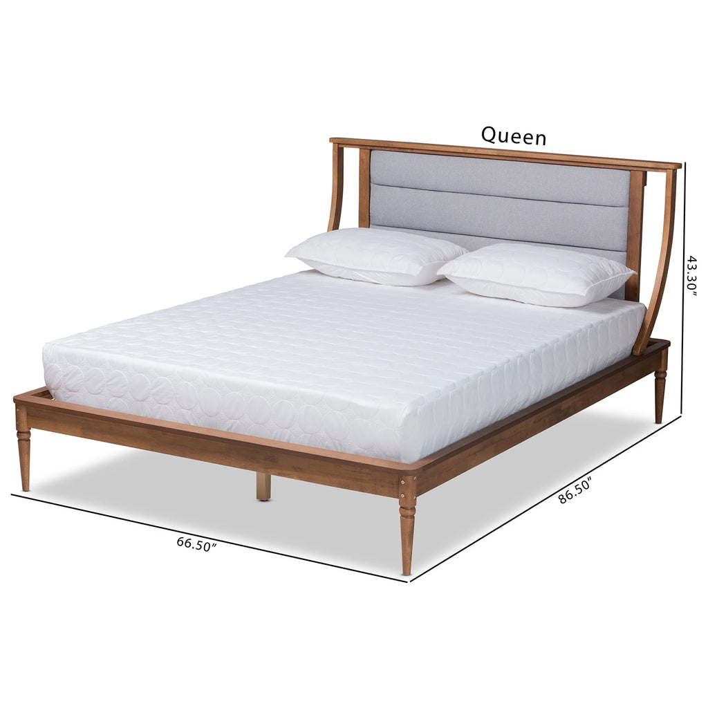 Light Grey Fabric Upholstered Queen Size Platform Bed Z722525