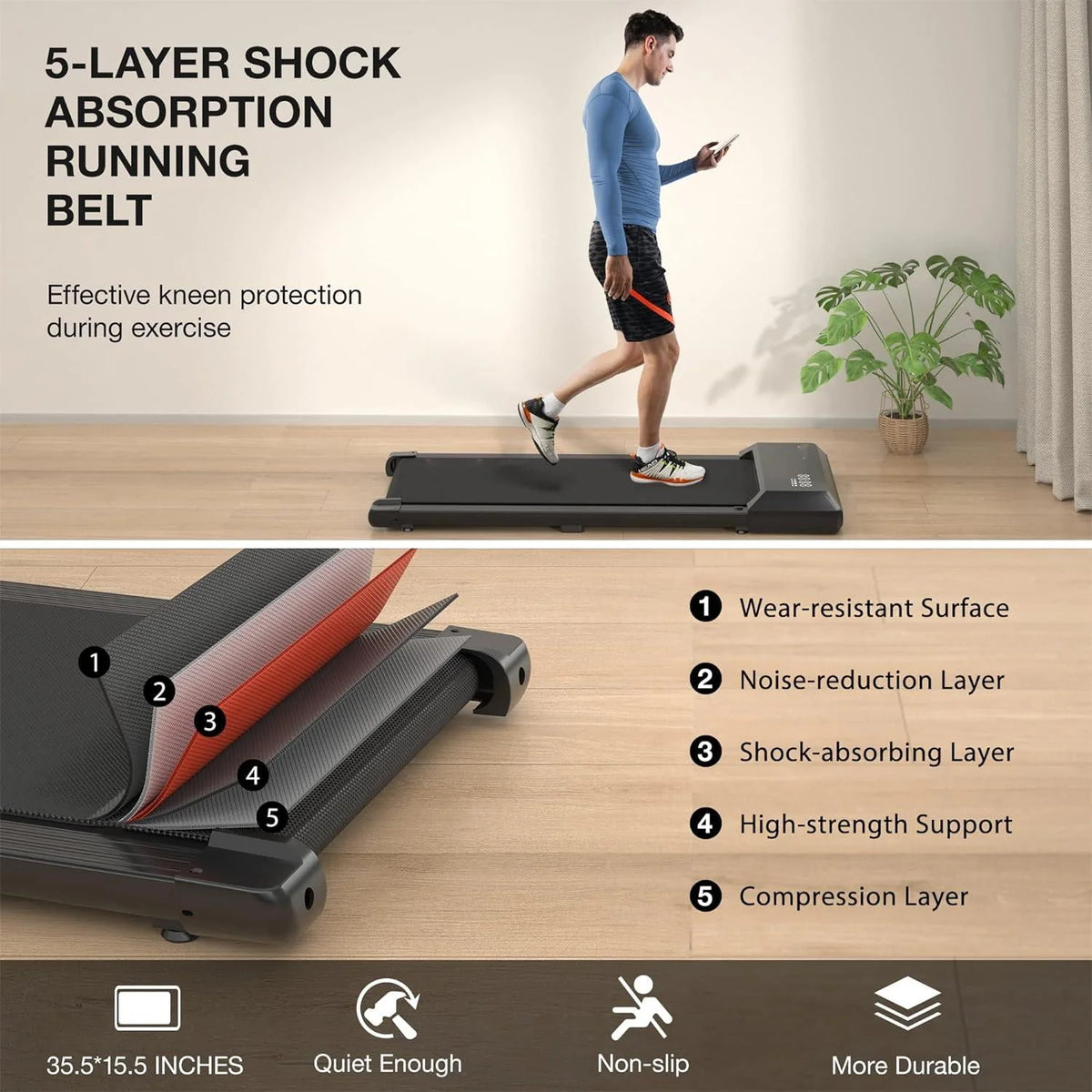 Under Desk Treadmill 2 in 1 Walking Pad 2.5HP H48467