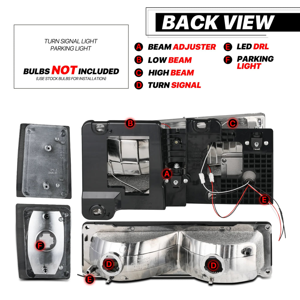 Switchback LED Tube Headlight Assembly with LED Bulbs D2556