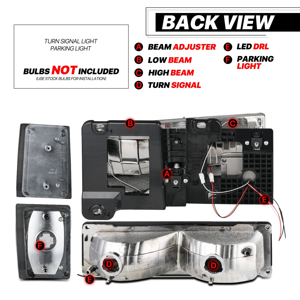 Switchback LED Tube Headlight Assembly with LED Bulbs D2556