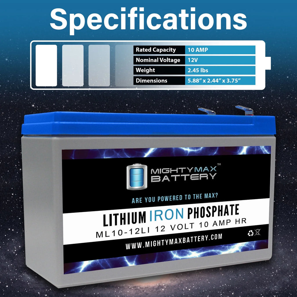 12V 10AH Lithium Replacement Battery 3 Pack Q1471