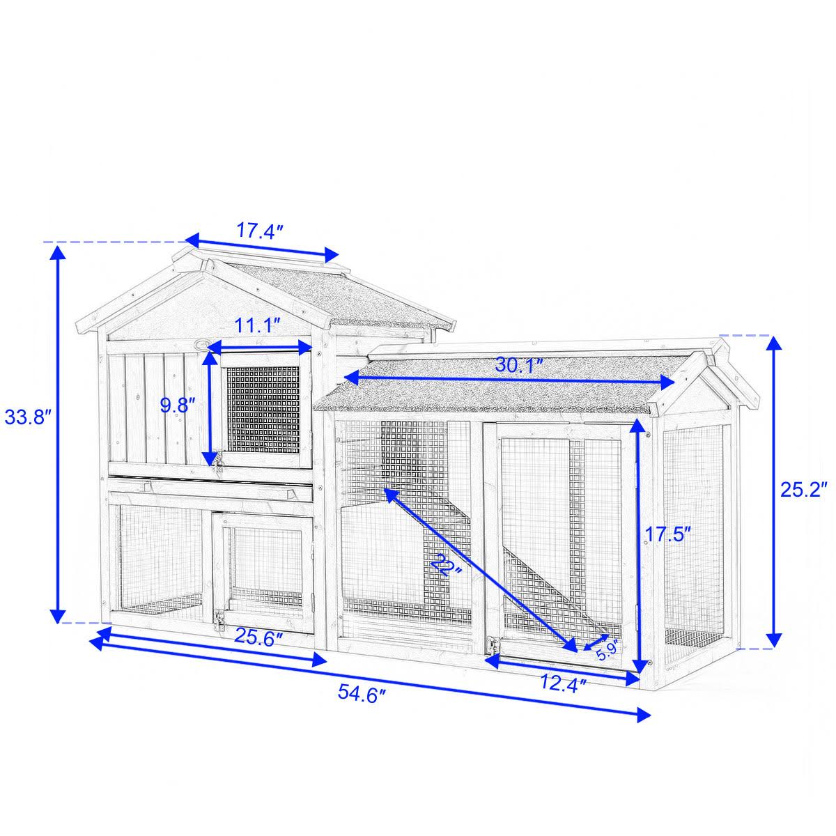 2 Story Outdoor Wooden Chicken Coop Rabbit Hutch Cage P25887