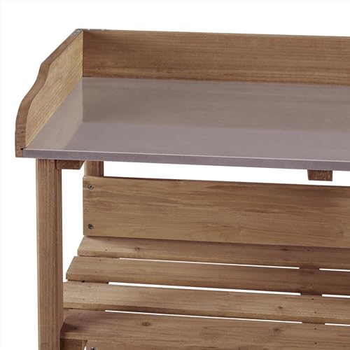 Fir Wood Potting Bench Table with 3 Tier Shelves F4750