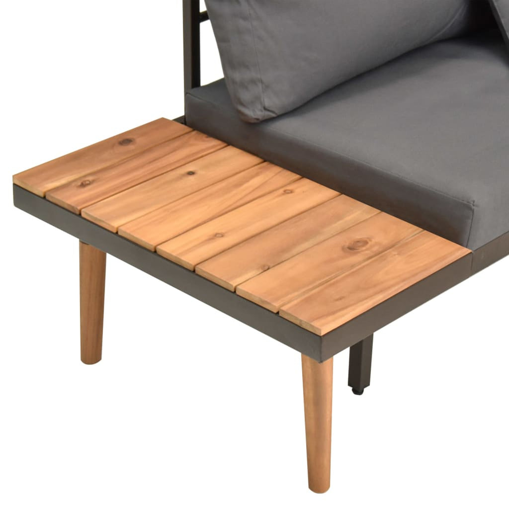 4 Piece Patio Lounge Set with Cushions Acacia Wood Outdoor Sectional Set U22194
