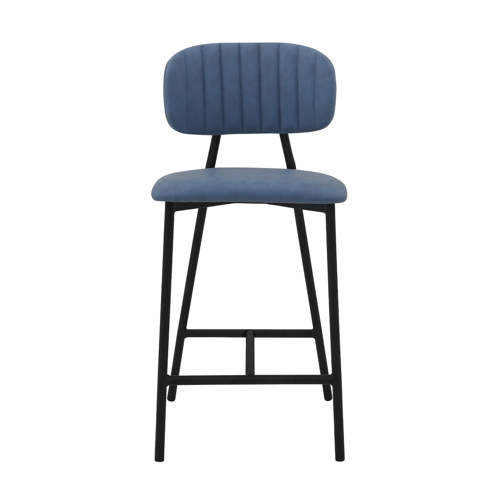 Faux Leather and Metal Counter Stool in Blue/Black V335