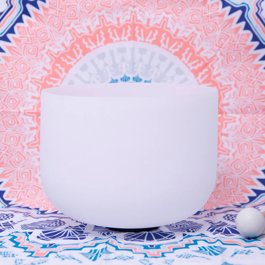 8 inch Frosted Quartz Crystal Singing Bowl with Case Bag G814