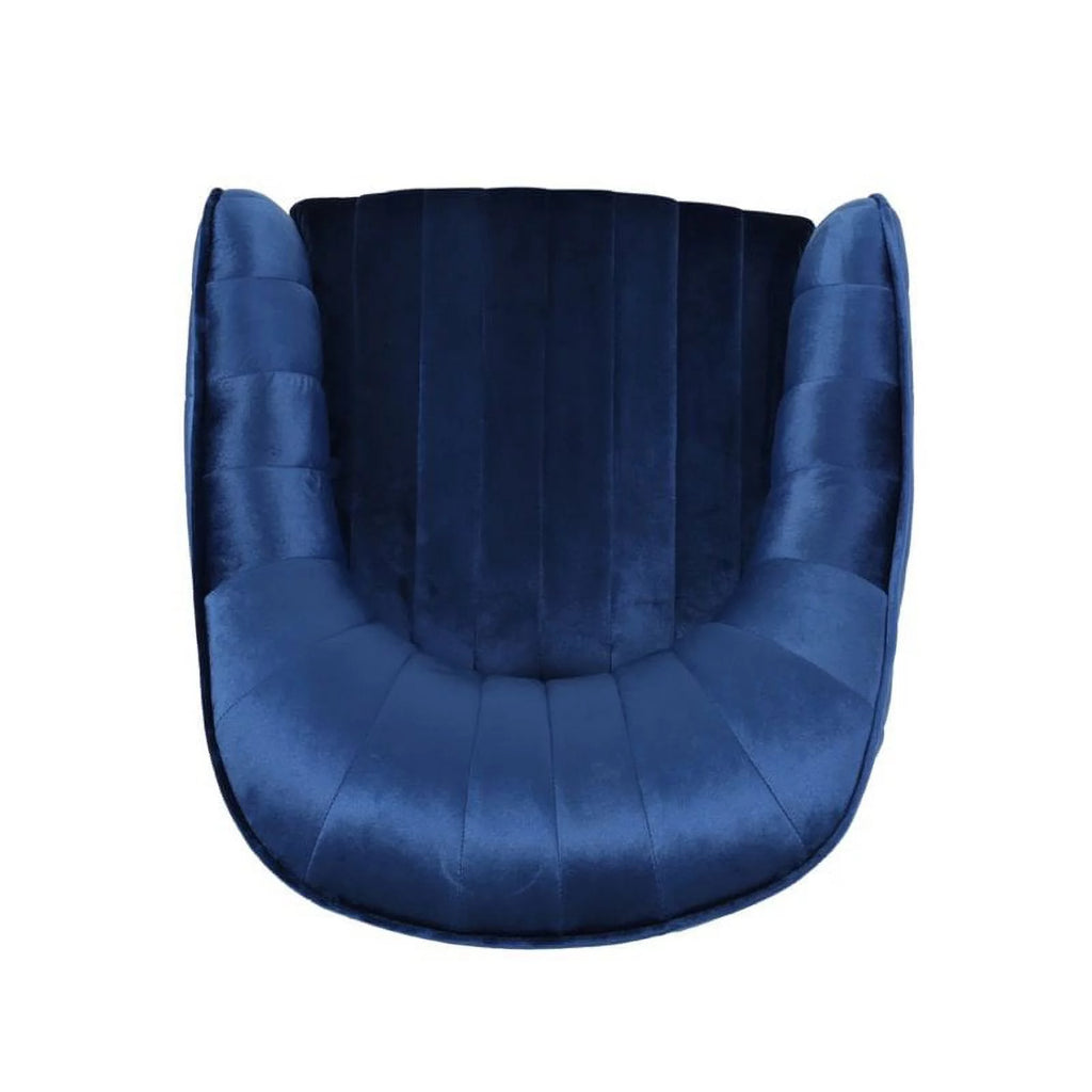 Navy Blue Velvet Swivel Chair D5751