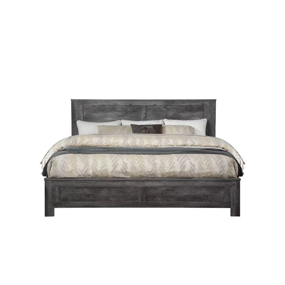 Rustic Gray Oak Eastern King Bed 6PCS Set F5119