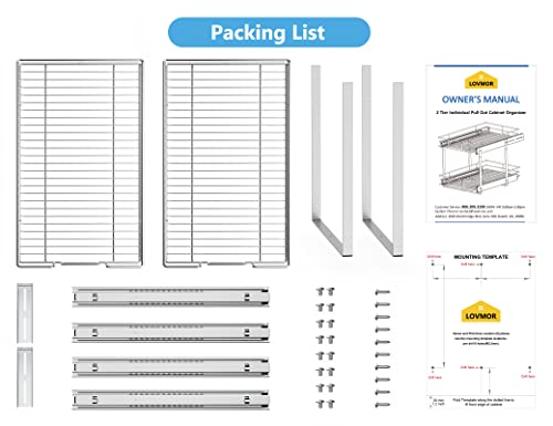 2 Tier Slide Out Cabinet Drawers, 11" W x 21" D G1902