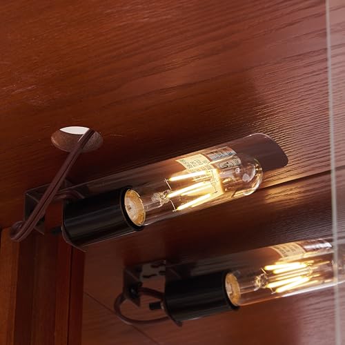 Oak Lighted Wooden Corner Display Curio Cabinet with Tempered Glass Doors C42961