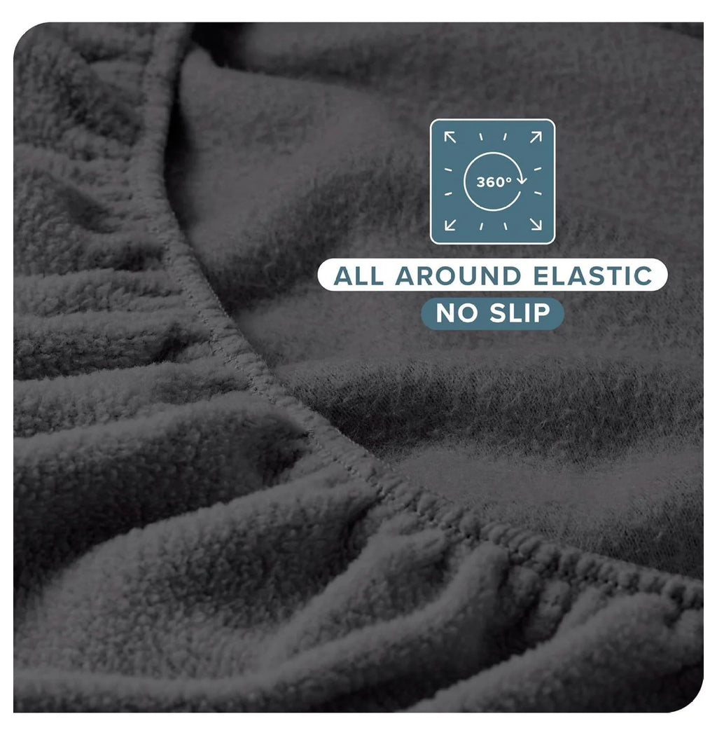 Full Size 2 Pack Fleece Fitted Sheet, Grey K608