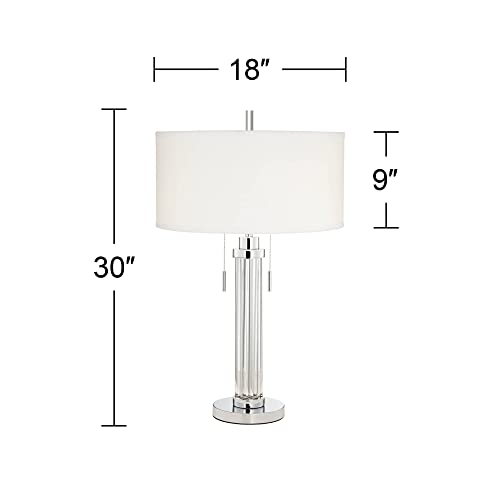 30" Tall Glass Column End Table Lamps Set of 2 J99350