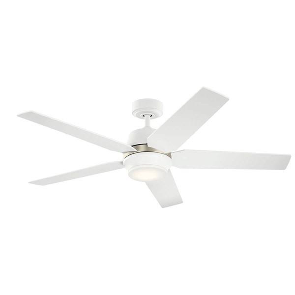 52 inch Ceiling Fan with Light Kit Matte White Finish with Etched Cased Opal Glass H422104