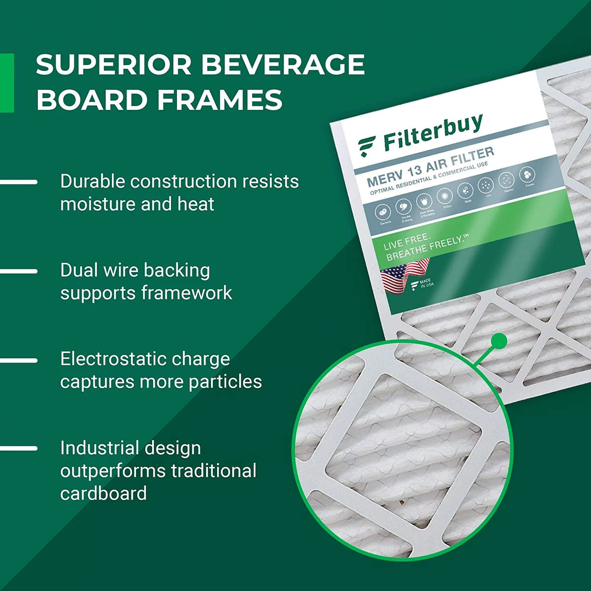 20x25x5 MERV 13 Pleated HVAC Air Filters 4-Pack Z15259