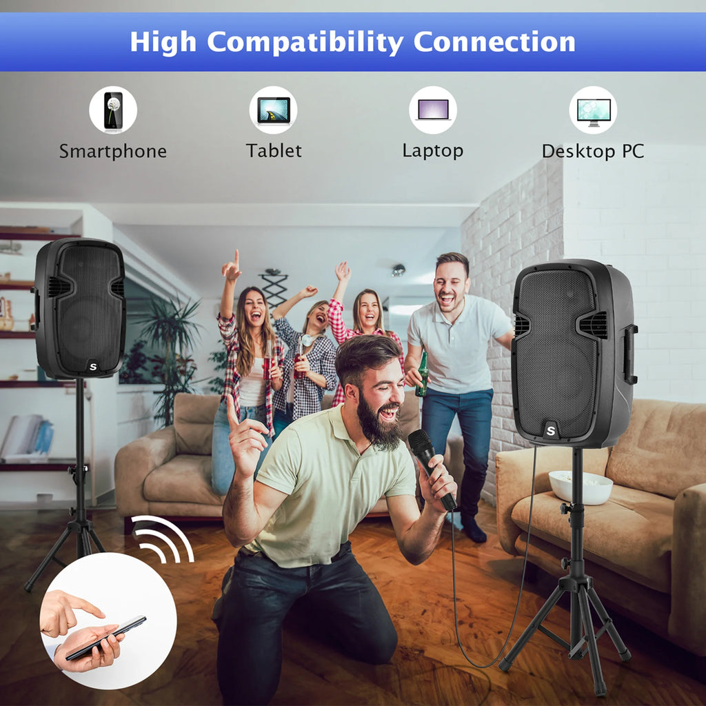 2000W Powered Speakers with Speaker Stands X40789