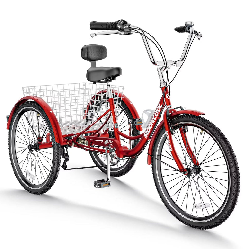 Adult Tricycles 3 Wheel 7 Speed 26 inch Tire Cruiser Bike with Low Step Through Frame and Big Basket G5436