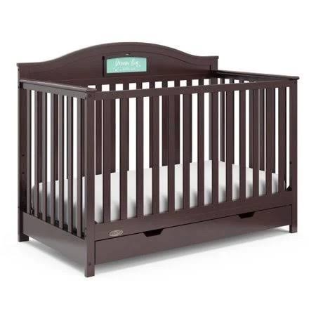 Espresso Brown Crib with Drawer and Reversible Headboard W6043