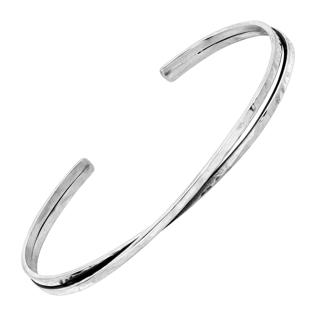 Hammered Double Row Cuff Bracelet in Sterling Silver A13631