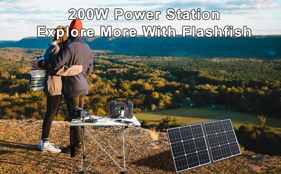 200W Portable Power Station with 50W Solar Panel Y30907
